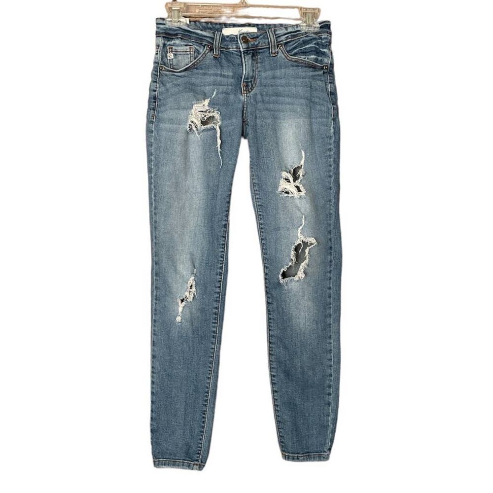 Kancan Skinny Jeans Destroyed Blue Denim SZ 24 W1